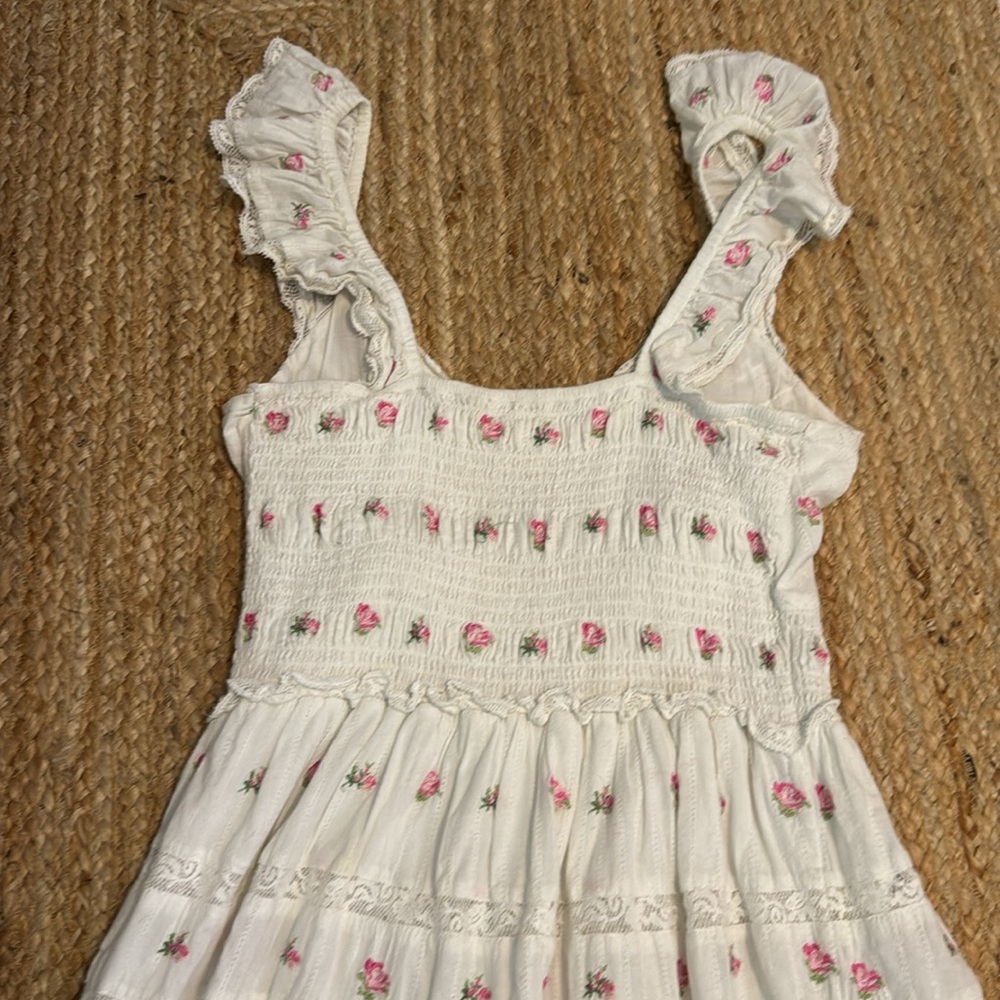 LoveShackFancy White and Pink Floral Mini Dress - Picture 5 of 7